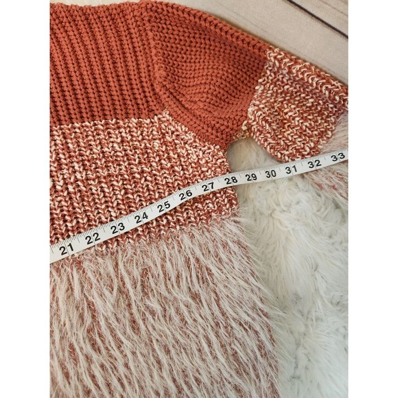 Lush Women's Color Block‎ Orange / Ivory Long Sleeve Turtleneck Sweater Size M - Picture 5 of 6